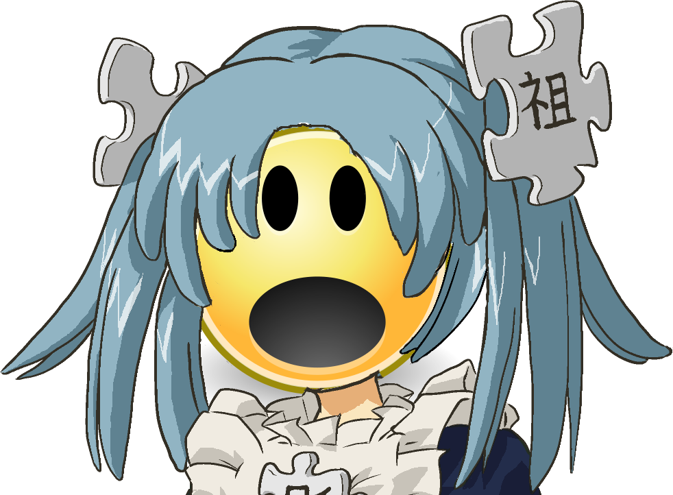 :shocked: Wikipe-tan (Emoji "shocked: Wikipe-tan", Wikipe-tan with her face replaced by an old-style gradient circle emoji of a shocked face with a circle mouth and eyes.)